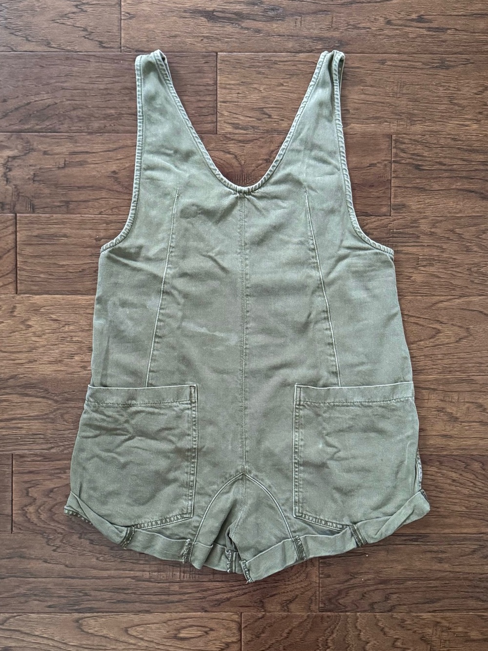 GUC Free People High Roller Cotton Shortall Romper Mosstone Olive Green